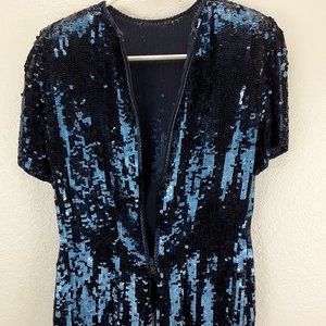 Victor Costa Vintage Blouse 70's Midnight Blue Seq